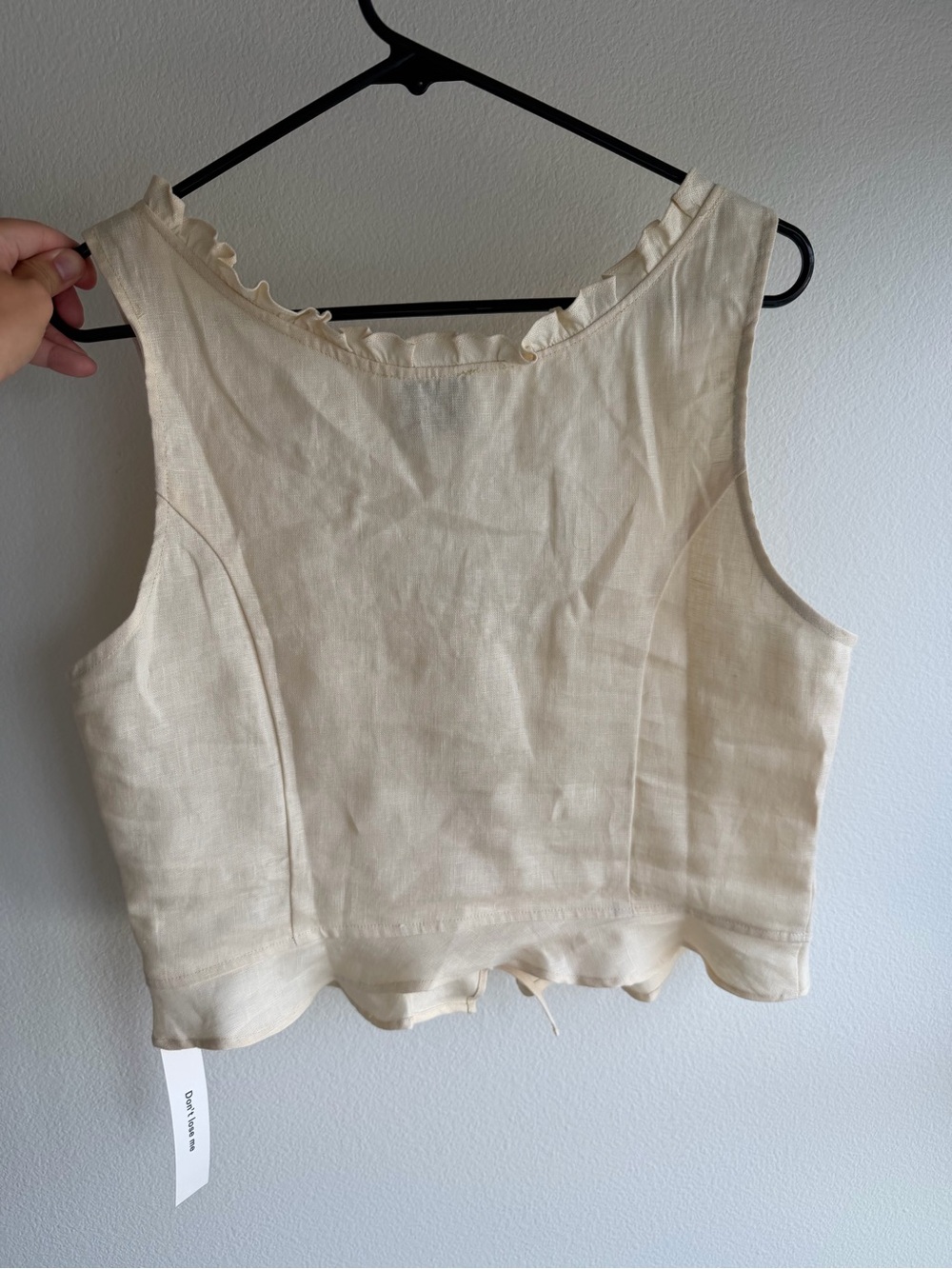 Reformation Cream Ruffle-Trim Button-Front Linen top - Picture 3 of 9